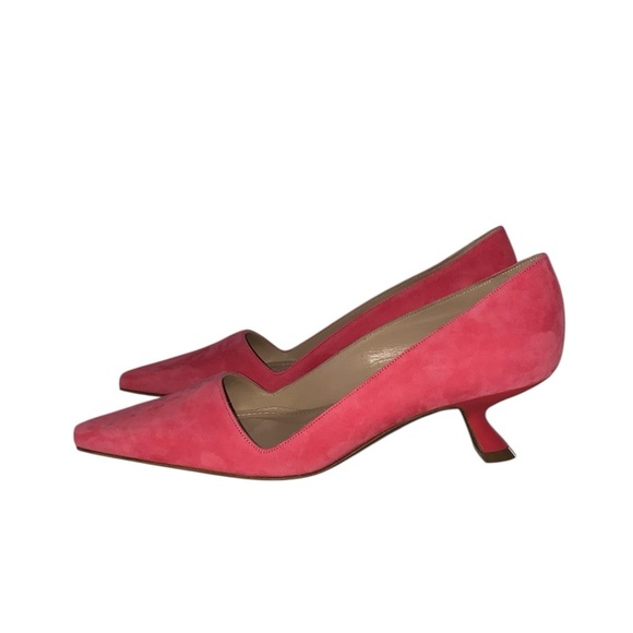 NWOT Lafayette 148 New York pink suede scarlet heels - Picture 3 of 10